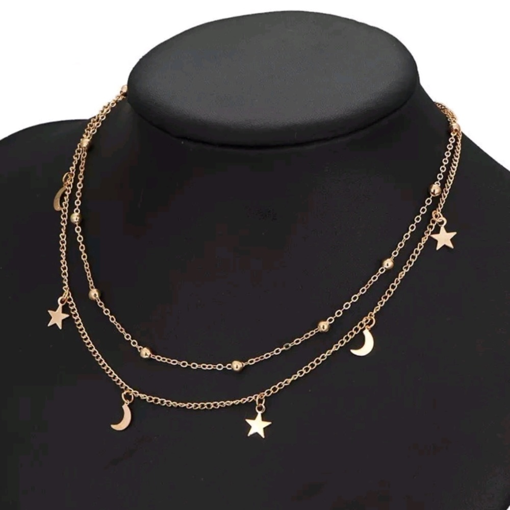 Gold Gypsy Moon & Stars Necklace
